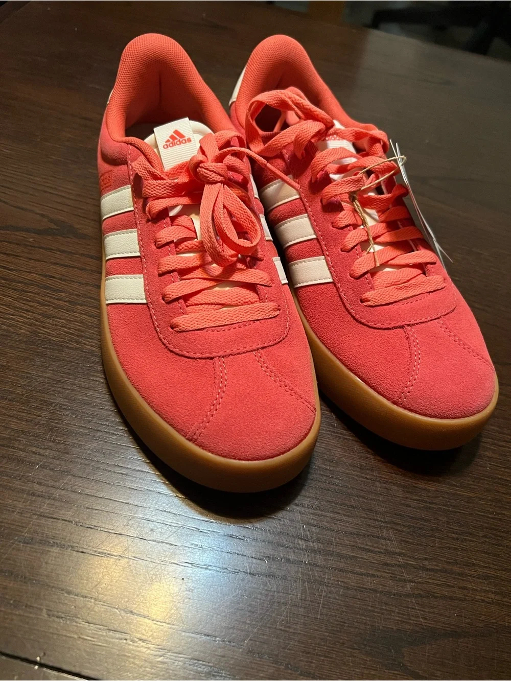 adidas| VL Court 3.0 Coral Red Suede Sneakers with Gum Sole- size 9 Women